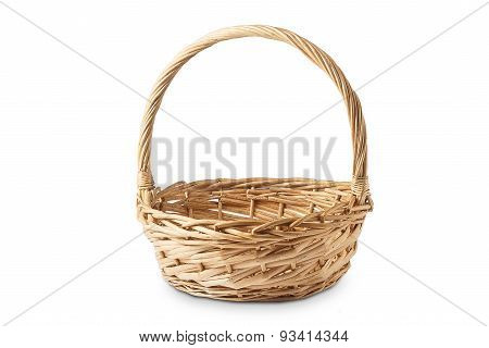 Wicker basket isolated on a white background.