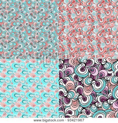 Set of four abstract wavy patterns