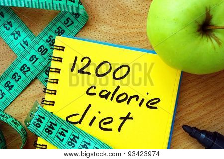 Notepad with 1200 calorie diet