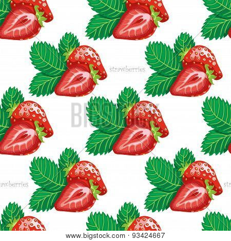 Seamless pattern with strawberries