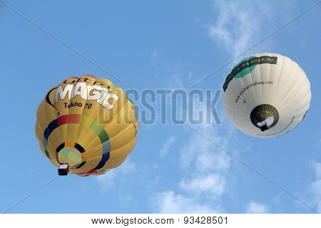Hot Air Ballon Flying To The Sky
