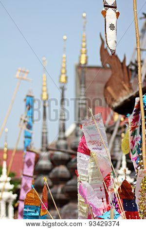 Colorful Flag Call Tung Hang On Sand Pagoda