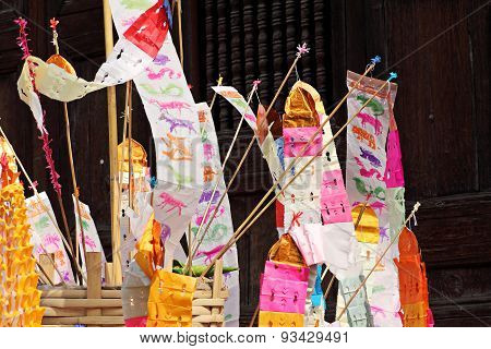 Colorful Flag Call Tung Hang On Sand Pagoda