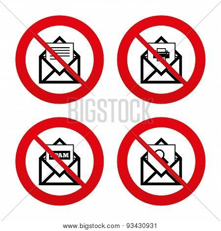 Mail envelope icons. Message document symbols.
