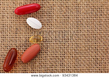 Medicine Pill On The Burlap