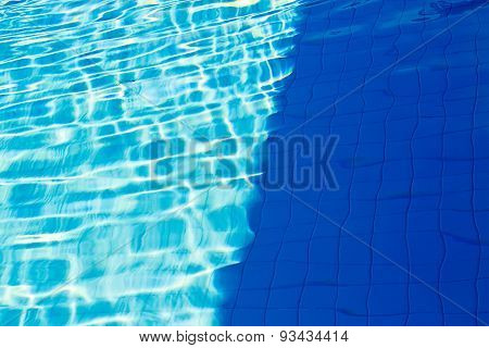 Abstract Of Sun Reflected In The Water Of The Swimming Pool : Blue Ripped Water : Aqua Texture