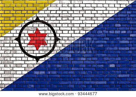 Flag Of Bonaire Painted On Brick Wall