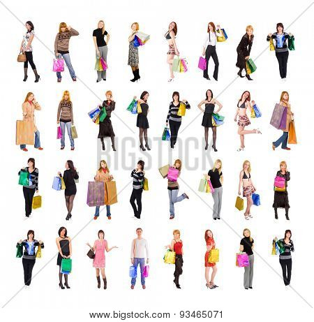 Isolated Concept Crowd of Shoppers 