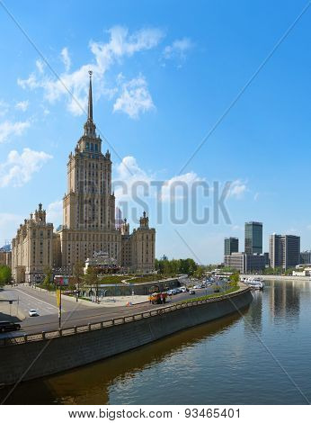MOSCOW, RUSSIA - MAY 01: Stalin's famous skyscraper Hotel Ukraine on May 01, 2014 in Moscow, Russia.