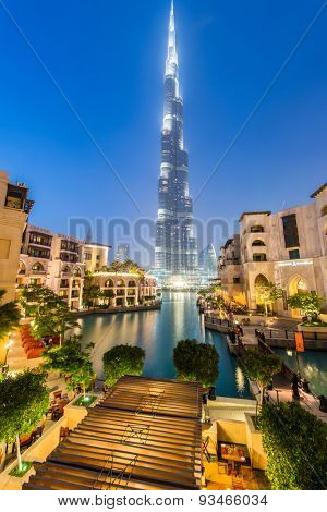 Dubai - JANUARY 9, 2015: Burj Khalifa building on January 9 in UAE, Dubai. Burj Khalifa skyscraper is tallest in the world