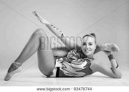 Beautiful Young Woman Limber Exerciser In The Studio