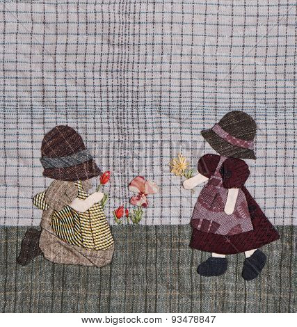 Sunbonnet Sue Applique Quilt Detail