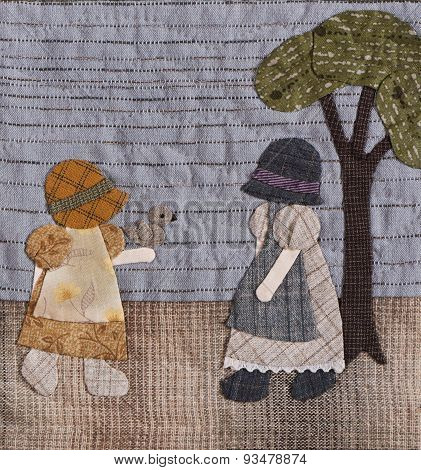 Sunbonnet Sue Applique Quilt Detail