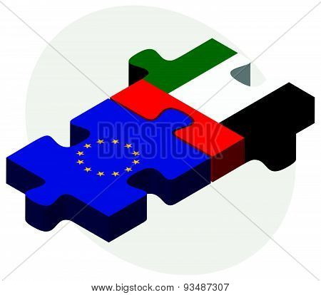 European Union And United Arab Emirates Flags
