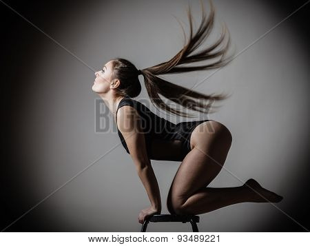 Atletic Woman Fit Slim Body Posing