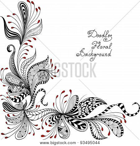 vector black, red and white floral pattern