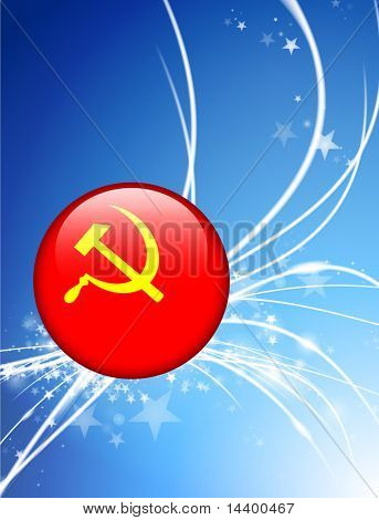 USSR Flag Button on Abstract Light Background Original Illustration