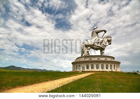 Ulaanbaatar Mongolia July 3 ,2016 : Genghis Khan Statue Complex is a 40-metre tall statue of Genghis Khan on horseback, at Tsonjin Boldogeast of the Mongolian capital Ulaanbaatar