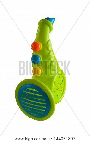 Saxophone for kids plastic colorful on an isolated background