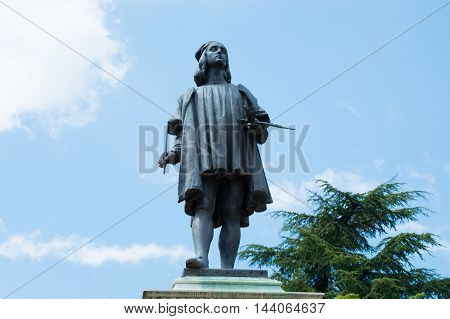 Raphael's statue in Urbino close up - Italian artist