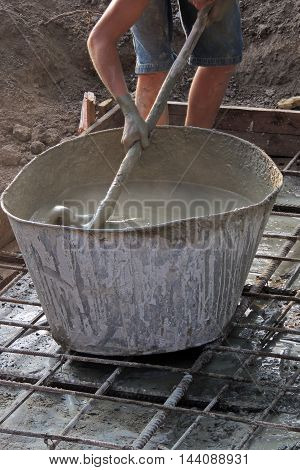 Batch Of Concrete On Masonry