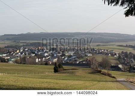 Looking in February to the Municipality of Bad Leonfelden in the countryside - Austria