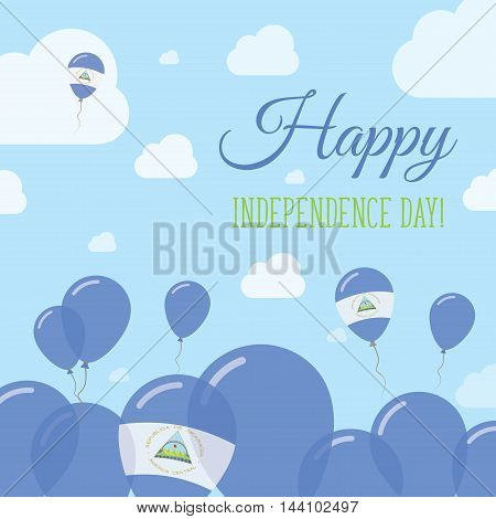 Nicaragua Independence Day Flat Patriotic Design. Nicaraguan Flag Balloons. Happy National Day Vecto