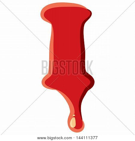 I letter isolated on white background. Red bloody I letter vector illustration