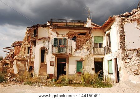 The rubble after the devastation of an earthquake