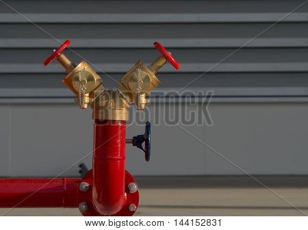 Red fire hydrant in in area building