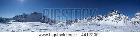 landscape from cazzola peak in italy during winter