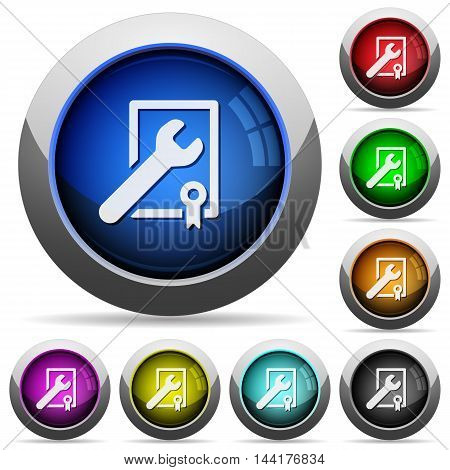 Set of round glossy award winning support buttons. Arranged layer structure.