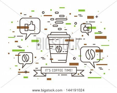 Coffee Time Linear Vector Illustration