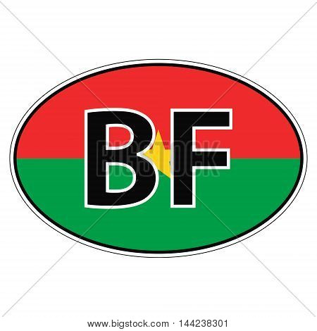 Sticker on car, flag Burkina Faso the inscription BF vector for print or website design for language buttons