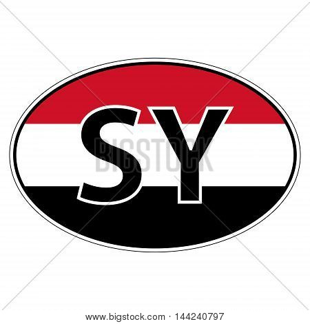 Sticker on car, flag Syria, Syrian Arab Republicwith the inscription SY vector for print or website design for language buttons