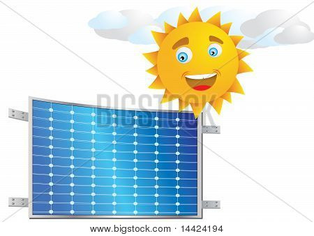 Vektor Illustration af solcelle og solen