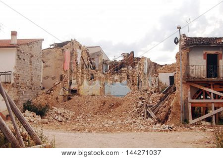 The rubble after the devastation of an earthquake