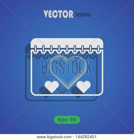 Calendar - Valentine's Day vector icon for web and mobile