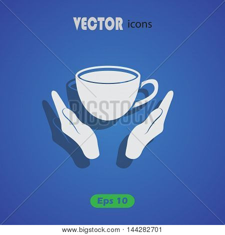 Cup in his hand. Vector icon for web and mobile