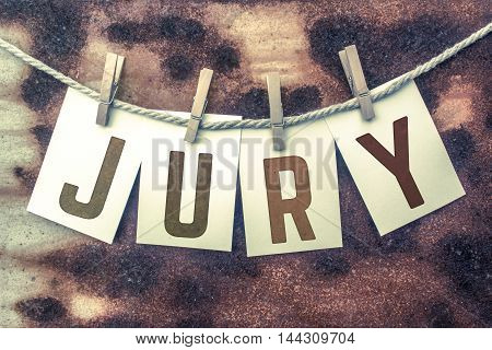 Jury Concept Pinned Stamped Cards On Twine Theme