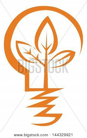 Light bulb icon orange isolated on white background