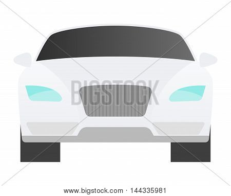 Car sedan front view vehicle transport type design sign technology style vector. Generic sedan car design flat vector illustration isolated on white. Transport sedan object