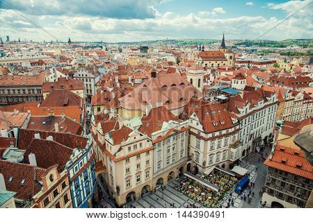 view over the rooftops of the old town in Prague