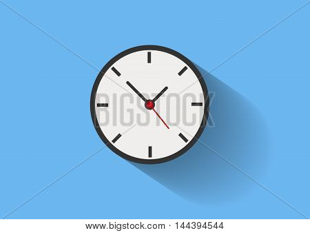 Clock long shadow flat vector blue white black red