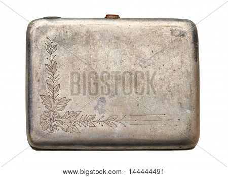 Vintage metal cigarette case with an engraving on the lid
