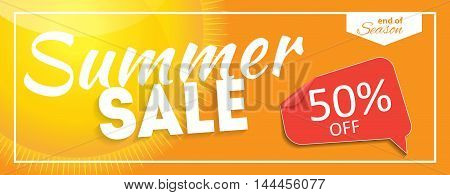 Summer Sale end of Season Banner. Business Discount Card. Vector Illustration EPS10