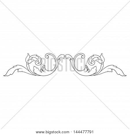 Vintage baroque frame scroll ornament engraving border floral retro pattern antique style acanthus foliage swirl decorative design element filigree calligraphy vector | damask - stock vector