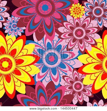 Seamless texture with abstract flowers. Decorative elements.