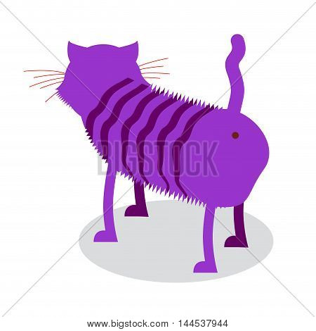 Cheshire Cat. Fantastic Pet Is Backwards. Magic Animal From Fairy Tale Alice In Wonderland