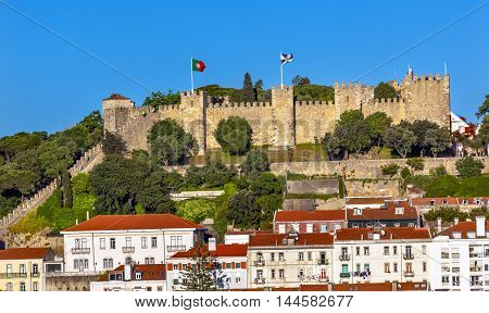 Castle Castelo de Sao Jorge Belevedere Miradoura de Sao Pedro de Alcantara Outlook Lisbon Portugal